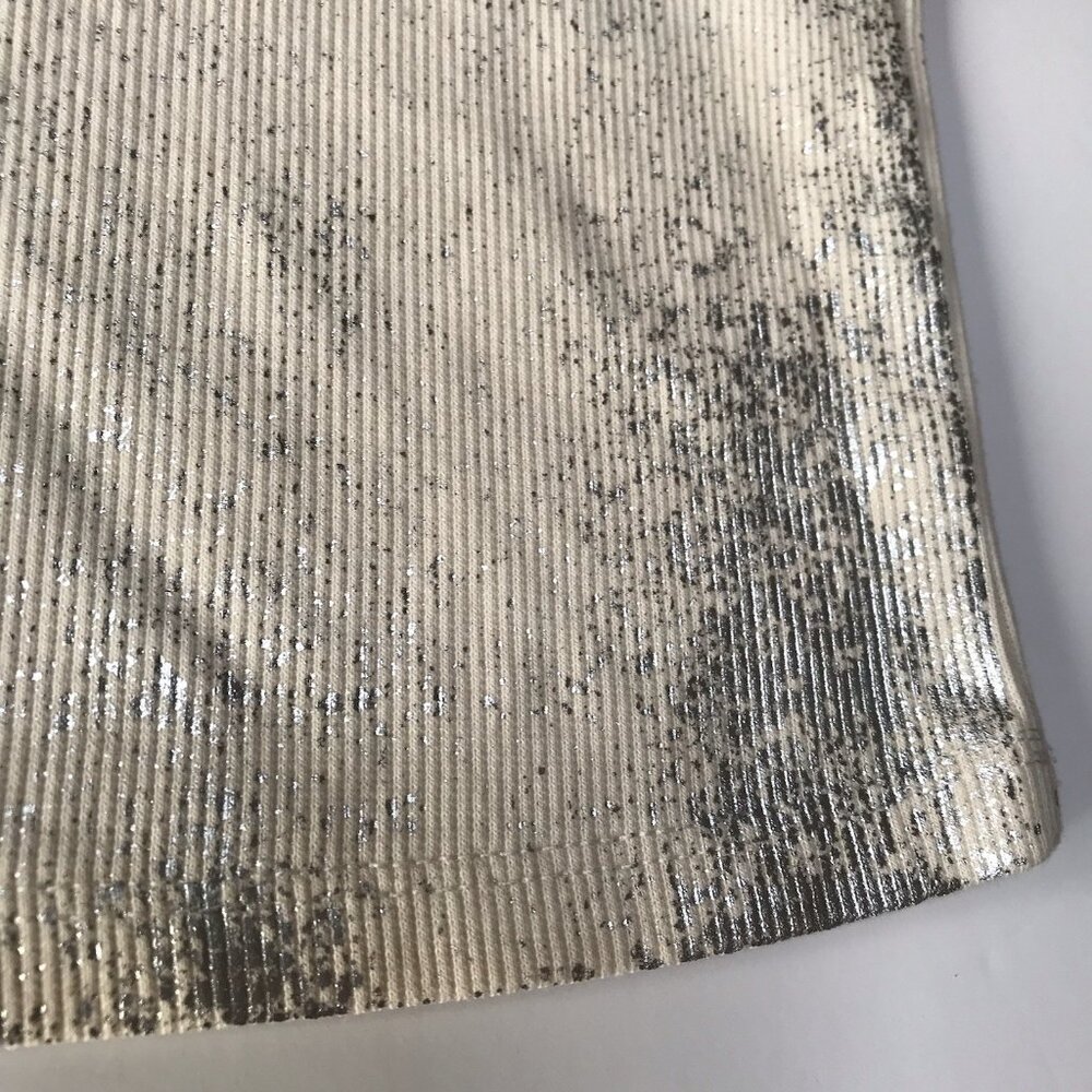 Y2K Almost Famous Top Large Cami Cream Metallic Silver Splatter Rave Going Out - Picture 4 of 14